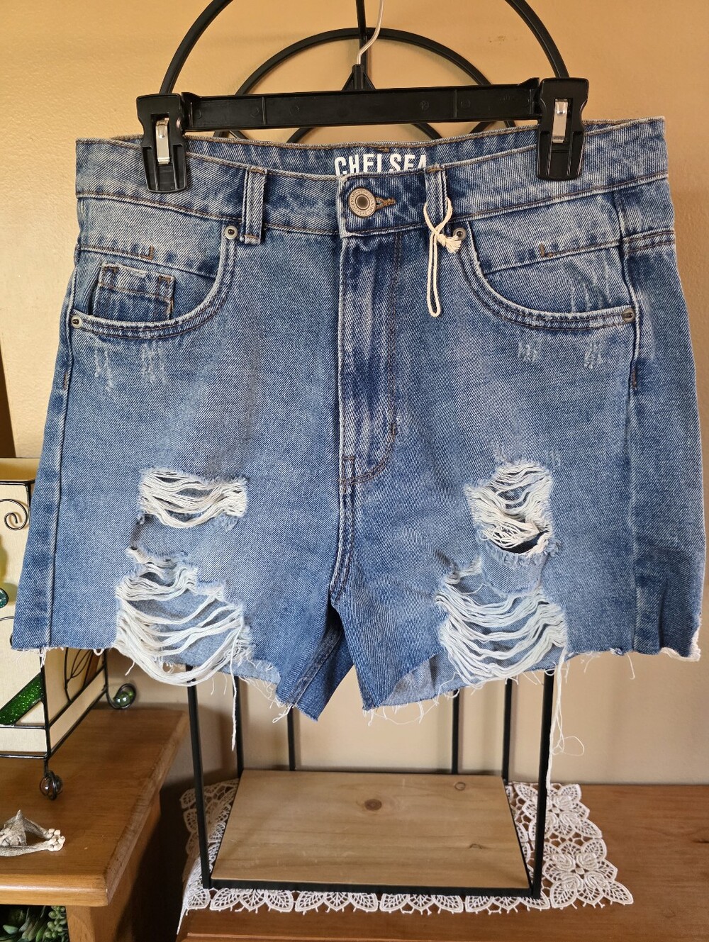 Vintage Y2K "Chelsea" Distressed High-Rise Destroyed Denim Cutoff Shorts - Sz 11